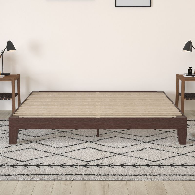 Merrick Lane Eduardo Platform Bed Frame, Solid Wood Platform Bed Frame With Slatted Support, No Box Spring Needed, 4 of 11
