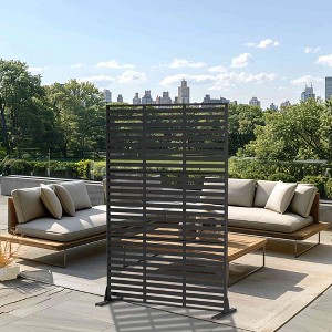 Lirago Metal Outdoor Privacy Screen Freestanding Garden Privacy Screen - 72"x47", Black - 1 of 4