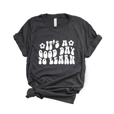 Simply Sage Market Good Day To Learn Flowers Short Sleeve Tee - L - Charcoal