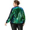 Agnes Orinda Women's Plus Size Party Metallic Sequin Sparkle Zip Bomber Jackets - 4 of 4