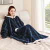 FAAYFIAN Long Faux Shearlin Wearable Blanket Hoodie for Women with Belt, Oversized Hoodie Blanket with Hood & Pocket, Cozy Winter Loungewear - 2 of 4