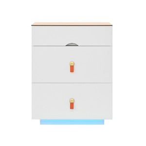 Gulches 3-Drawer 30'' Modern Nightstand, Glass Top Jewelry Storage Organizer with Faux Leather Handles, White Bedside Table - 1 of 4