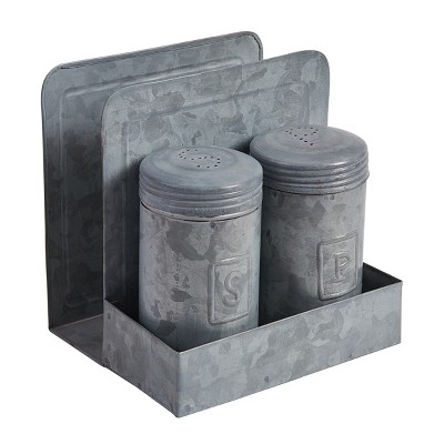 Park Designs Modern Metal And Wood Salt And Pepper Caddy Set : Target