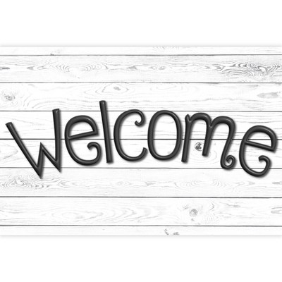 Ashley Productions® Smart Poly™, The Original Fun Mat™, Welcome Mat, 15.5" x 23.5", White Shiplap Wood Plank, Welcome