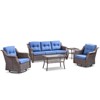 Buenhomino 5-Piece Patio Furniture Set, Outdoor Wicker Sofa with Swivel Chairs and Coffee Table, Rattan Outdoor Conversation Set for Poolside Backyard - 2 of 4