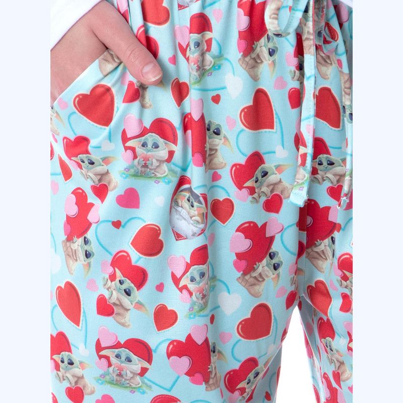 Star Wars Womens' The Mandalorian The Child Love Heart Pajama Pants Turquoise, 4 of 5