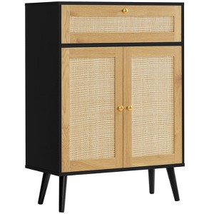 USIKEY Storage Cabinet with Adjustable Shelf, Rattan Cabinet with Large Drawer, Accent Cabinet for Dining Room, Entryway, Living Room - 1 of 4
