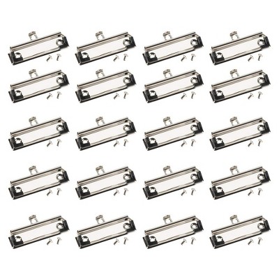 20-Pack Mountable Metal Clips with Rubber Feet for Customize Clipboard, Silver, 3.9 x 1.2"