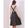 INSPIRE CHIC Women's Vintage Plaid A-Line Tartan Suspender Midi Skirt - 4 of 4