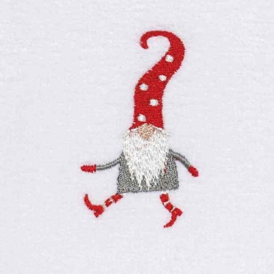 Gnome Walk White and Red Cotton Fingertip Towel Set