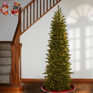 National Tree Company 6.5' Prelit Pencil Slim Grand Fir Artificial Christmas Tree Clear Lights - 1 of 4