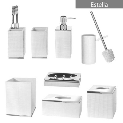 White Textured Plastic Bathroom Wastebasket