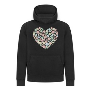 Everyday Kids Floral Heart Girls Pullover Hoodie – Pastel Flower & Butterfly Graphic Sweatshirt - 1 of 4