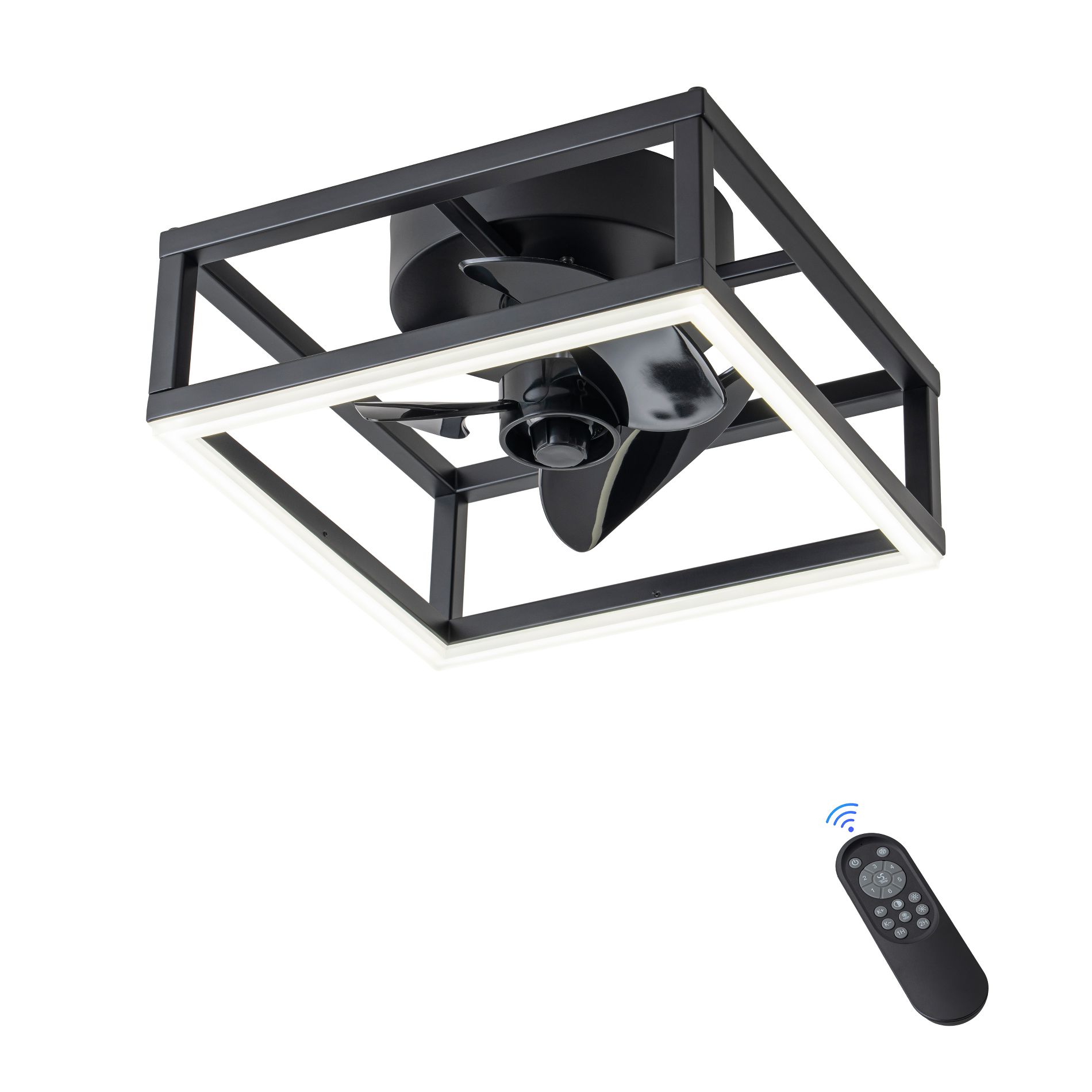 C Cattleya LED Indoor Black Ceiling Fan with Dimmable Color Changing Lighting ,Remote and APP Smart Control