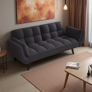 74" Velvet 2-Seater Sofa with 2 Armrests, Adjustable Backrest & Convertible Bed - 1 of 4
