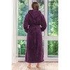 ADR Women's Robe, Plush Fleece Women's Bathrobe with Hood, Long Fluffy Fuzzy Bath Robe Pink Purple Plus Size - 3 of 4