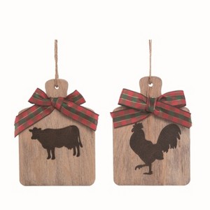 Transpac MDF Cutting Board Ornament Set of 2 Christmas Home Decorations - 1 of 1
