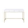 Writing Desk with 2 Storage Drawers, Gold Metal Base, and Crystal Knob - 4 of 4