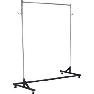 Acekool Z-Shape Garment Rack on Wheels, Orange or Black Base, Silver Poles, 2 Dust Covers, for Retail Display or Closet Storage - 1 of 4