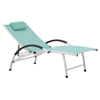 Outdoor Five Position Adjustable Chaise Lounge Chair Green - Crestlive Products
