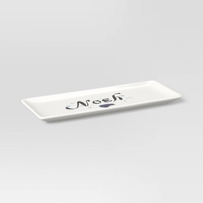 Rectangle Stoneware Nosh Serving Platter White/Blue - Threshold™