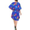 LA LEELA Women's House Daily Routine Evening Wear Vacation Holiday Casual Loungewear Relaxed Fit Caftan Mini Casual Sundress 2X-3X Blue Floral - 3 of 3