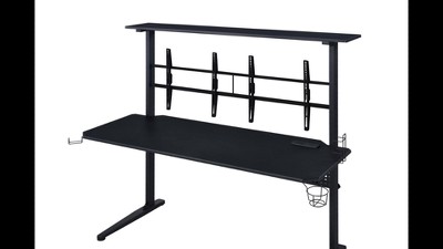 Canzi 63'' Black Streamlined Gaming Desk with LED and USB Port