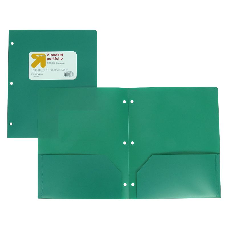 2 Pocket Plastic Folder Green - up &#38; up&#8482;, 4 of 5