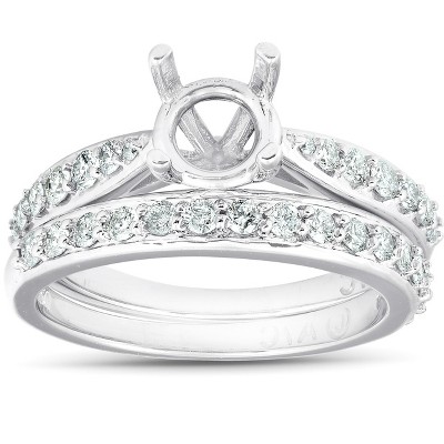 Pompeii3 5/8 Ct Diamond Engagement Ring Setting & Matching Wedding Band 14k White Gold