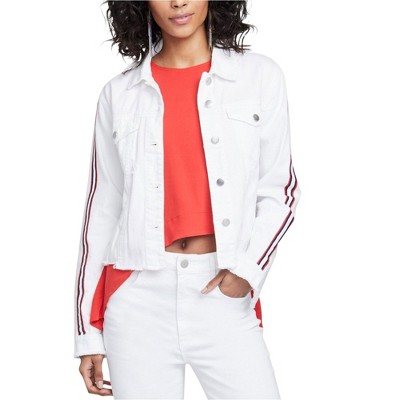 Rachel Roy Womens Distressed Hem Jean Jacket