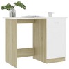 vidaXL Desk White and Sonoma Oak 39.4 in.x19.7 in.x29.9 in. Engineered Wood - 3 of 4