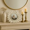 Decorative Round Sunflower Photo Frame Design - Stylish Picture Frame for Tabletop Surfaces, Dorm, Bedroom, and Home Decor Accent - 8", Ivory - 2 of 4
