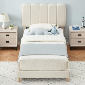 Twin Size Upholstered Platform Bed Frame for Girls - 1 of 4