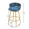 CAVINAS 31.5 inch Swivel Bar Stools Set of 2,180° Rotating Velvet Upholstered Bar Chairs with Hand-Woven Backrest & Footrest for Kitchen Island - 3 of 4