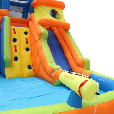 Drop Zone Multi-Color Inflatable Water Park with Slide and Cannon