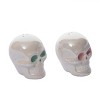 Transpac Dolomite 3 in. Off-White Halloween Iridescent Skull Salt and Pepper Shaker Set of 2 - 4 of 4