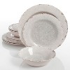 Gibson Studio California Mauna 12-Piece Durable Chip Resistant Melamine Dinnerware Set w/4 Dinner Plates, 4 Dessert Plates, & 4 Bowls, Ice (4 Pack) - 2 of 4