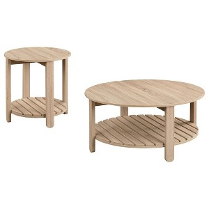 Coaster,Fowler 2-piece Round Coffee and End Table Set Natural - 1 of 4