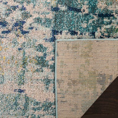 Boho-Chic Monaco Square Blue-Grey Synthetic Area Rug, 6'7" x 6'7"