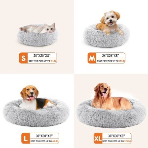 Anti-Slip Round Fluffy Plush Faux Fur Cat Bed - 1 of 4