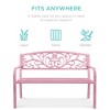 Best Choice Products Outdoor Steel Bench Garden Patio Porch Furniture w/ Floral Design Backrest - 3 of 4