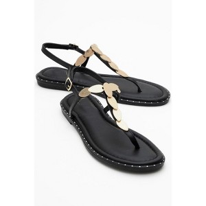 Marea - Black Leather Flat Sandal (Women) | Forever & Always Shoes - 1 of 4