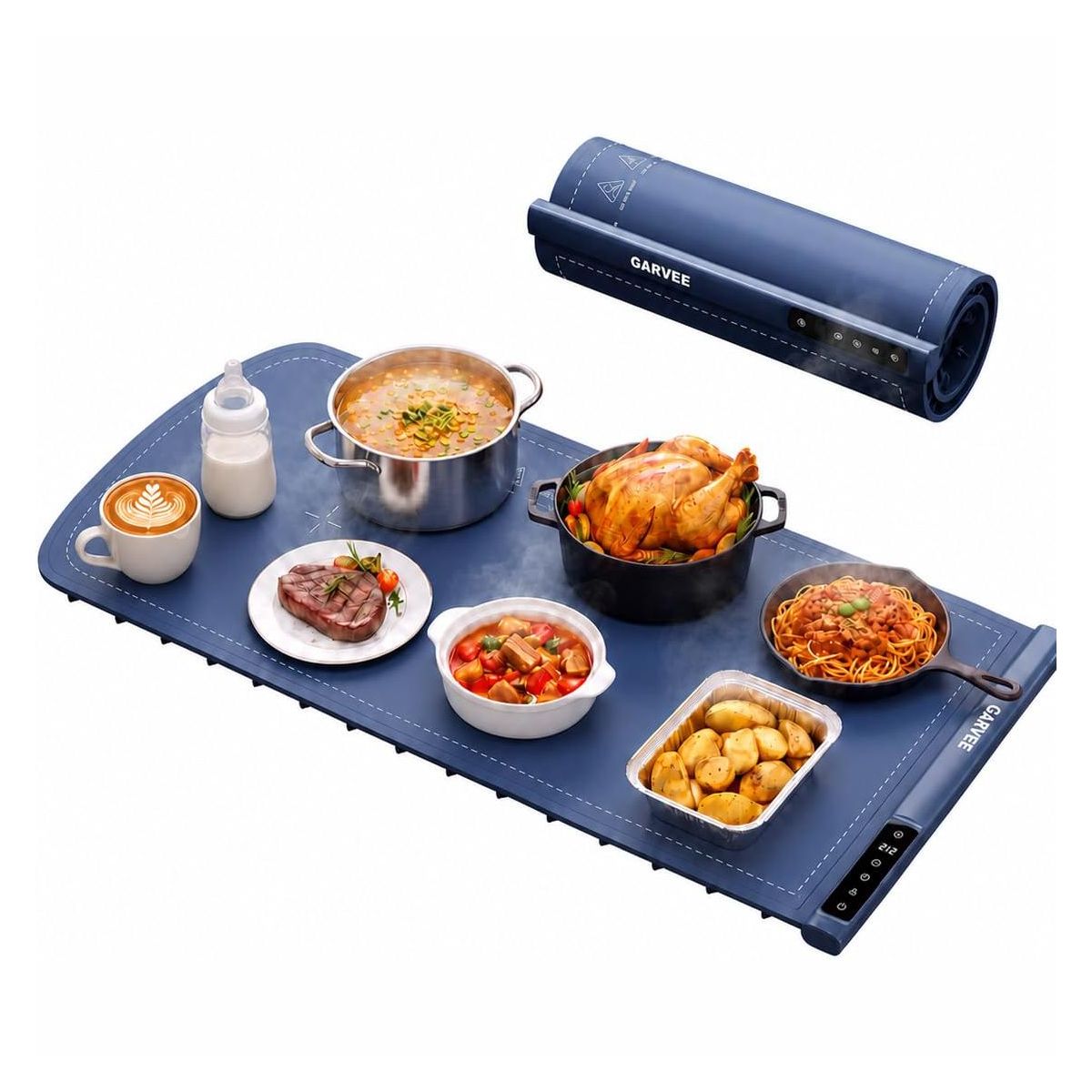 Garvee 36"x16" Large Silicone Food Warming Mat – 500W, 8 Temps, 6H Timer, Child Lock, Auto Shut-Off – Electric Warmer for Kitchen, Buffet, Parties - thumbnail 8