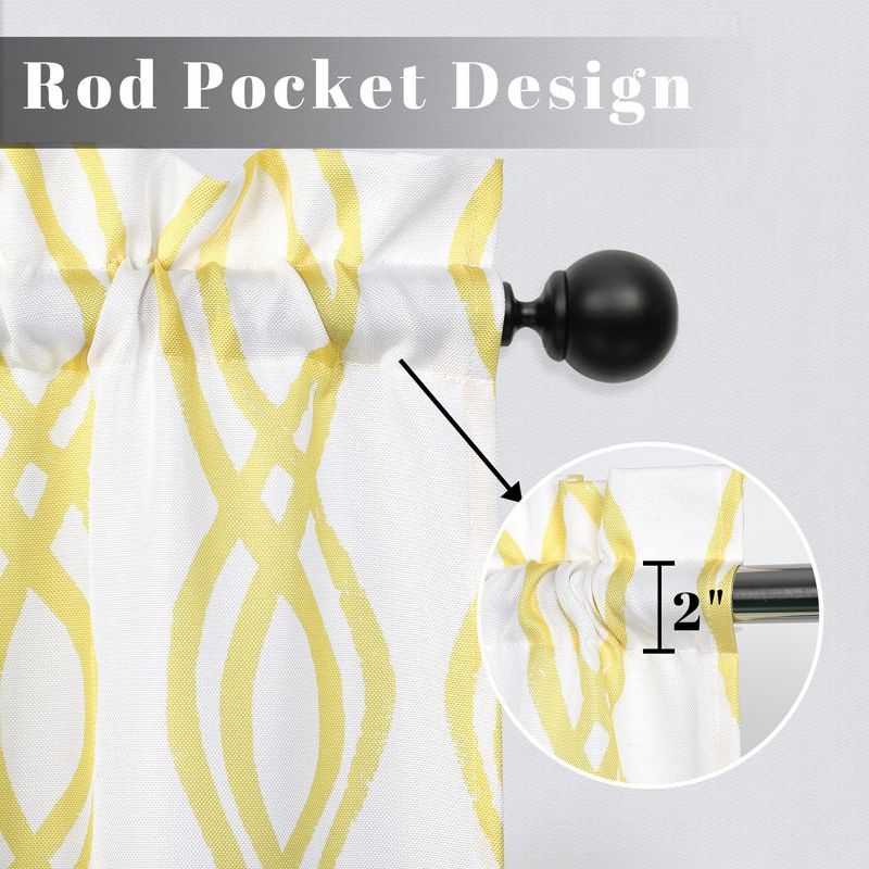 Geometric Print Rod Pocket Short Kitchen Cafe Curtains, 3 of 5