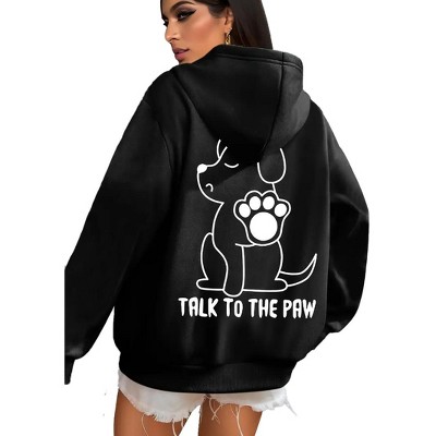 Plus Size Hoodie Talk to the Paw Beagle Sweatshirts Hooded Long Sleeve Pullover Sweatshirts for Plus Size Women