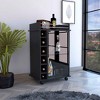 Vynxaria 37-Inch Bar Serving Carts, Black Wengue Finish, Two-Tier Cabinet with Wine Cubbies - 2 of 4