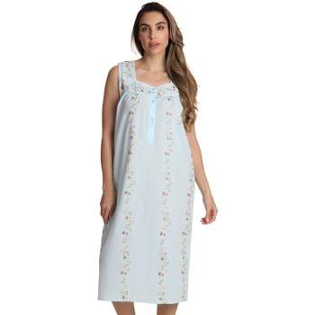 Dreamcrest Sleeveless Woven Nightgown with Floral Embroidery - Cute PJ Sleepwear