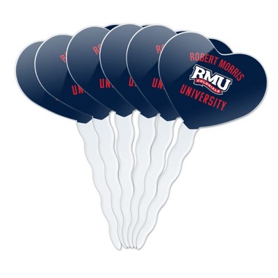 Robert Morris University Colonials Logo Heart Love Cupcake Picks Toppers Decoration Set of 6