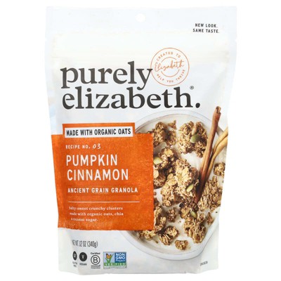 Purely Elizabeth Ancient Grain Granola Salty-Sweet Crunchy Clusters Pumpkin Cinnamon 12 oz