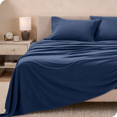 Queen Dark Blue Polar Fleece Deep Pocket Sheet Set